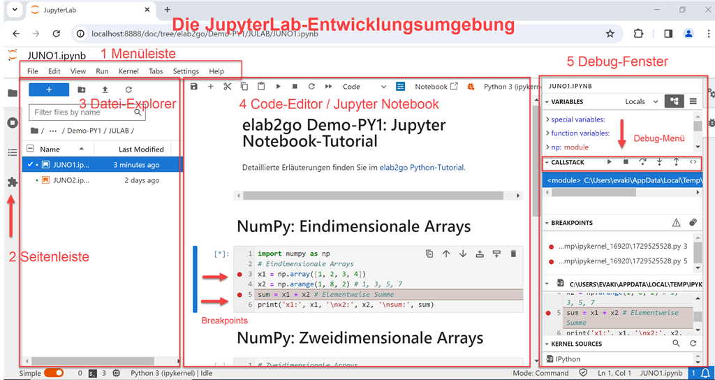 Jupyter Lab Benutzeroberfläche